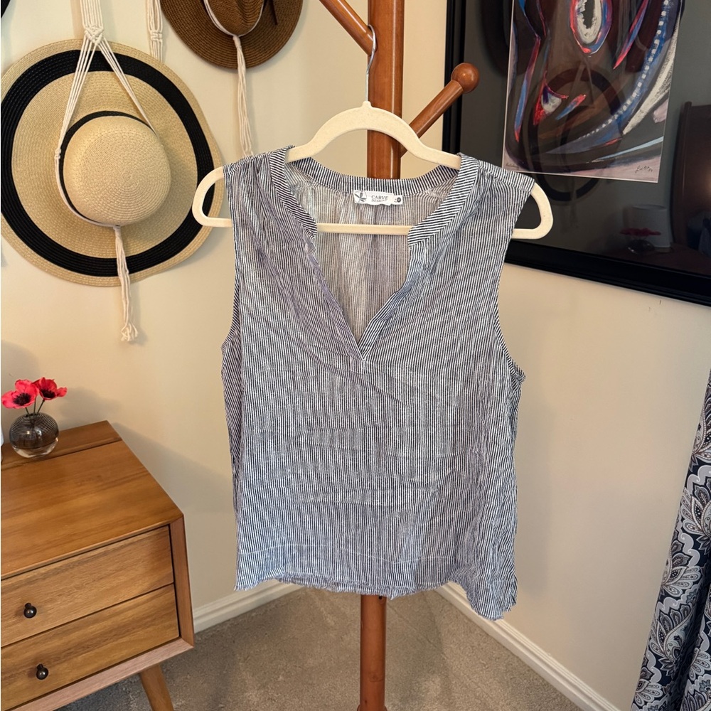 Carve Designs Black and White Striped Tank size medium